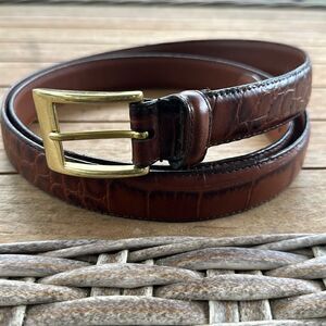 Crocodile  Brown Mens Leather Belt 48